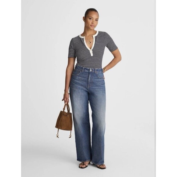 MADEWELL $148 The Curvy Perfect Vintage Wide-Leg Jeans Harvey Wash Size 26P - Picture 1 of 16